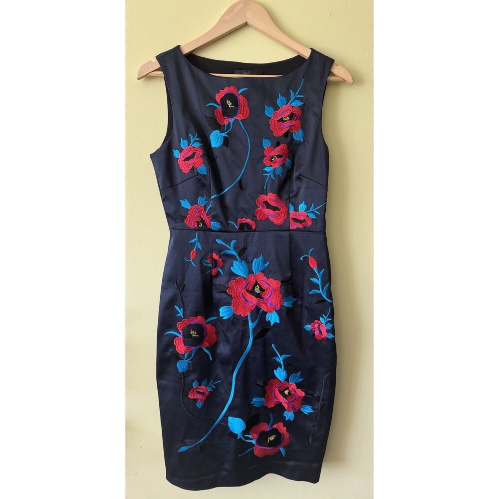 Coast Navy Floral Embroidered Dress 12 Cocktail Party Elegant